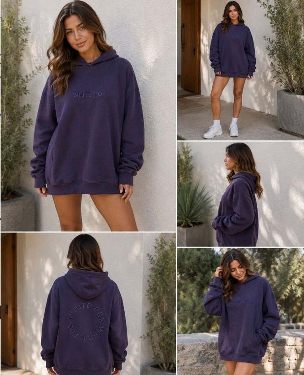 507 White Fox Oversized Embroidered Logo Hoodie in Navy